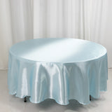 108inch Light Blue Smooth Seamless Satin Round Tablecloth