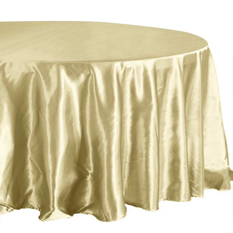 108inch Champagne Satin Round Tablecloth