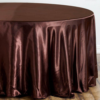 Elegant Chocolate Satin Round Tablecloth for Your Special Event