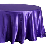 108 inch Purple Satin Round Tablecloth