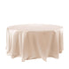 120" Beige Seamless Satin Round Tablecloth for 5 Foot Table With Floor-Length Drop