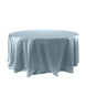 120" Dusty Blue Seamless Satin Round Tablecloth for 5 Foot Table With Floor-Length Drop