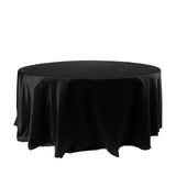 120" Black Seamless Satin Round Tablecloth for 5 Foot Table With Floor-Length Drop