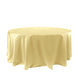 120" Champagne Seamless Satin Round Tablecloth for 5 Foot Table With Floor-Length Drop