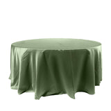 120" Dusty Sage Green Seamless Satin Round Tablecloth for 5 Foot Table With Floor-Length Drop