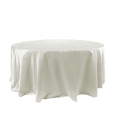 120" Ivory Seamless Satin Round Tablecloth for 5 Foot Table With Floor-Length Drop