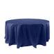 120" Navy Blue Seamless Satin Round Tablecloth for 5 Foot Table With Floor-Length Drop