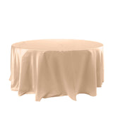 120" Nude Seamless Satin Round Tablecloth for 5 Foot Table With Floor-Length Drop