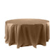 120" Taupe Smooth Seamless Satin Round Tablecloth for 5 Foot Table With Floor-Length Drop