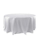 120" White Seamless Satin Round Tablecloth for 5 Foot Table With Floor-Length Drop