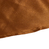 132inch Cinnamon Brown Seamless Satin Round Tablecloth for 6 Foot Table With Floor-Length Drop