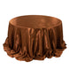 132inch Cinnamon Brown Seamless Satin Round Tablecloth for 6 Foot Table With Floor-Length Drop