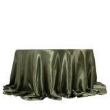 Dusty Sage Green Seamless Satin Round Tablecloth for 6 Foot Table With Floor-Length Drop