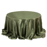 Dusty Sage Green Seamless Satin Round Tablecloth for 6 Foot Table With Floor-Length Drop