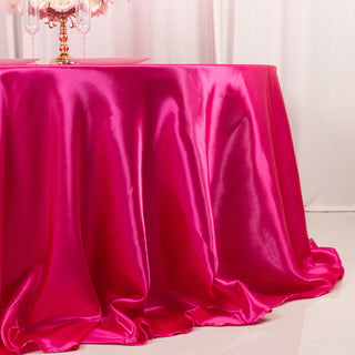 <h3 style="margin-left:0px;"><strong>Seamless Fuchsia Satin Round Tablecloth: The Key to a Perfect Table Setting</strong>