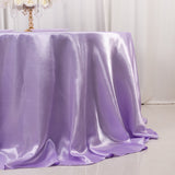 132inch Lavender Lilac Seamless Satin Round Tablecloth for 6 Foot Table With Floor-Length Drop