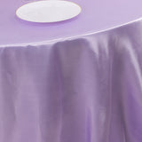 132inch Lavender Lilac Seamless Satin Round Tablecloth for 6 Foot Table With Floor-Length Drop