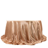 132inch Nude Seamless Satin Round Tablecloth for 6 Foot Table With Floor-Length Drop