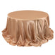 132inch Nude Seamless Satin Round Tablecloth for 6 Foot Table With Floor-Length Drop