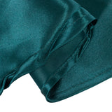 132inch Peacock Teal Seamless Satin Round Tablecloth for 6 Foot Table With Floor-Length Drop