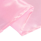 132inch Pink Seamless Satin Round Tablecloth for 6 Foot Table With Floor-Length Drop