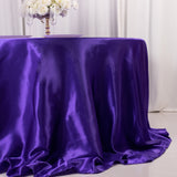 132inch Purple Seamless Satin Round Tablecloth for 6 Foot Table With Floor-Length Drop