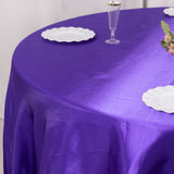 132inch Purple Seamless Satin Round Tablecloth for 6 Foot Table With Floor-Length Drop