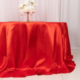 132inch Red Seamless Satin Round Tablecloth