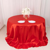 132inch Red Seamless Satin Round Tablecloth