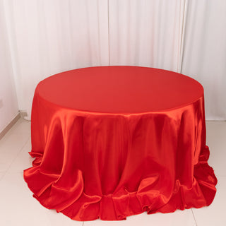 Elevate Your Table Setting with Our Red Seamless Satin Round Tablecloth