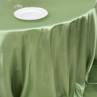 Impressive Display with Sage Green Seamless Satin Round Tablecloth