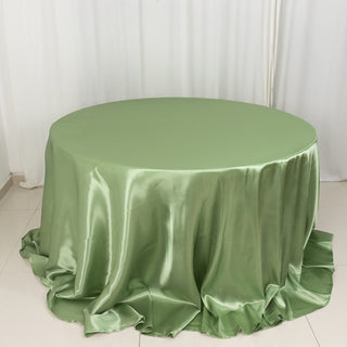 Elevate Your Table Setting with Our Sage Green Seamless Satin Round Tablecloth