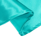 132inch Turquoise Seamless Satin Round Tablecloth for 6 Foot Table With Floor-Length Drop