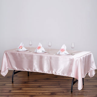 Dress Your Tables to the Nines with our Blush Satin Tablecloth