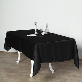 Enhance Your Table Decor with the Smooth Satin Black Tablecloth