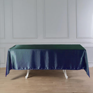 Navy Blue Seamless Smooth Satin Rectangular Tablecloth