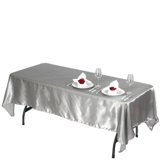 Experience Unparalleled Luxury with the Silver Satin Tablecloth