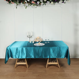 Versatile and Stylish Peacock Teal Satin Tablecloth