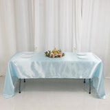 60x126inch Light Blue Smooth Seamless Satin Rectangular Tablecloth