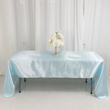 60x126inch Light Blue Smooth Seamless Satin Rectangular Tablecloth