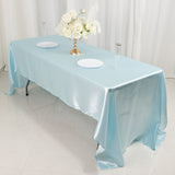 60x126inch Light Blue Smooth Seamless Satin Rectangular Tablecloth