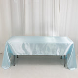 60x126inch Light Blue Smooth Seamless Satin Rectangular Tablecloth