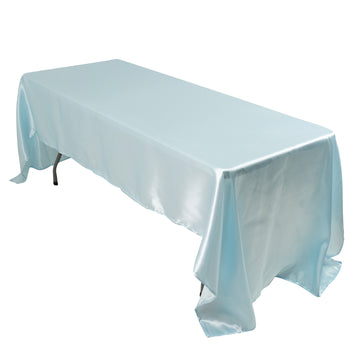 60"x126" Light Blue Smooth Seamless Satin Rectangular Tablecloth