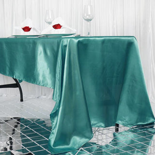 Turquoise Seamless Satin Rectangular Tablecloth
