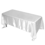 72"x120" White Satin Rectangular Tablecloth#whtbkgd