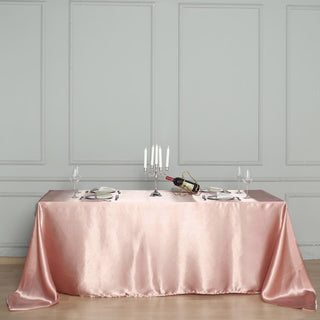 Create Unforgettable Moments with the Dusty Rose Seamless Smooth Satin Rectangular Tablecloth