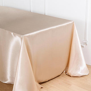 Create a Luxurious Atmosphere with Beige Satin Tablecloth