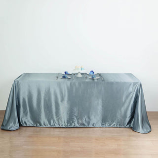 Elevate Your Event with the Dusty Blue Satin Tablecloth