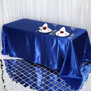 Versatile and Stylish: The Royal Blue Satin Seamless Rectangular Tablecloth