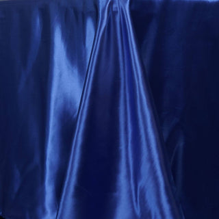 Create Unforgettable Memories with the Royal Blue Satin Seamless Rectangular Tablecloth